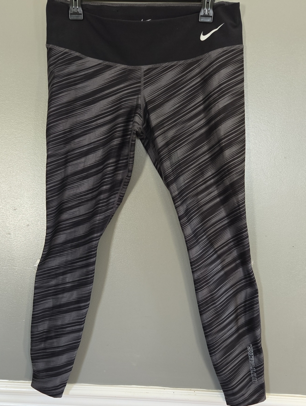 Nike Women’s Black and Gray Striped Swim Leggings